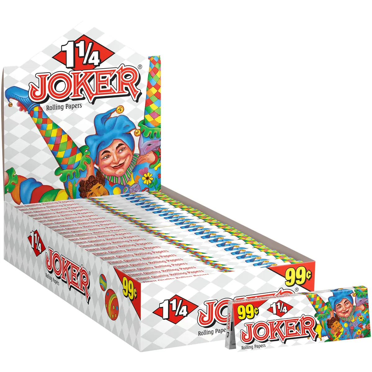 Joker Premium 1 1/4" Rolling Papers | Classic French White Sheets, 576 Leaves, Slow Burning - view 4