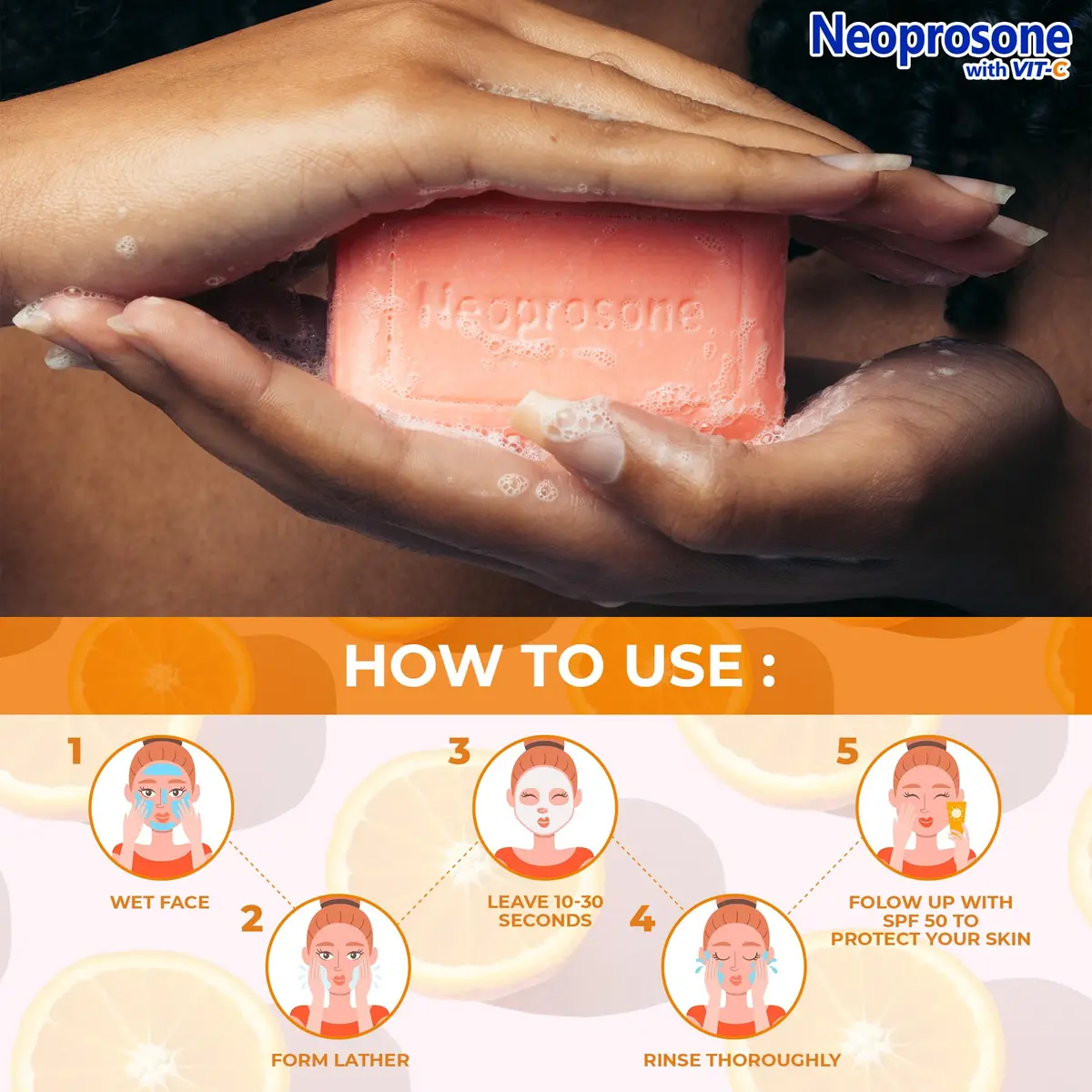 Neoprosone Skin Brightening Soap 80 g (2.82 oz) | Fade Dark Spots on Knees, Elbows, Face, Private Areas with Vitamin C & Castor Oil - view 6