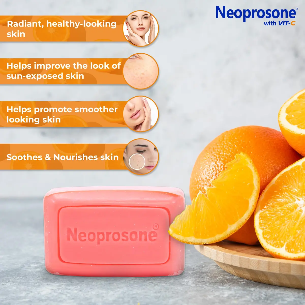 Neoprosone Skin Brightening Soap 80 g (2.82 oz) | Fade Dark Spots on Knees, Elbows, Face, Private Areas with Vitamin C & Castor Oil - view 3