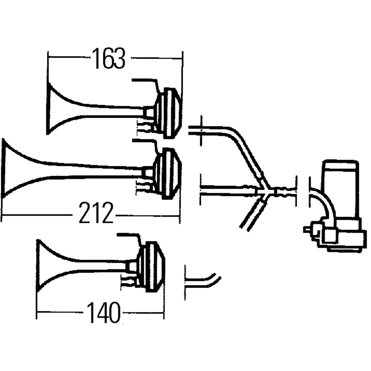 Hella Triple Tone Air Horn Kit with 12V Compressor | 118dB Loud Horn for Vehicles - view 3