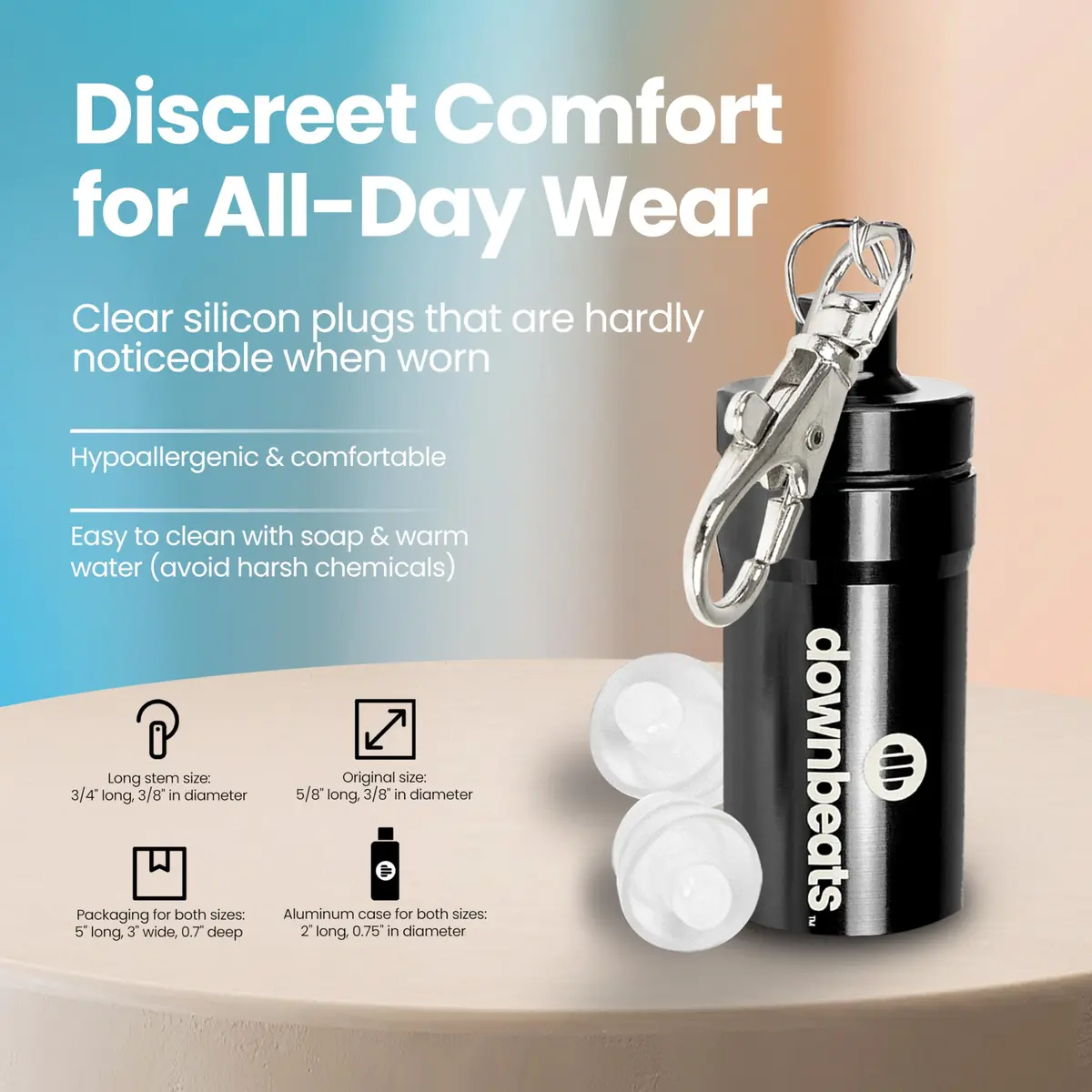 DownBeats Clear Earplug High Fidelity Ear Plugs for Concerts, Festivals & Noisy Events - 18dB Noise Reduction with Aluminum Case - view 5