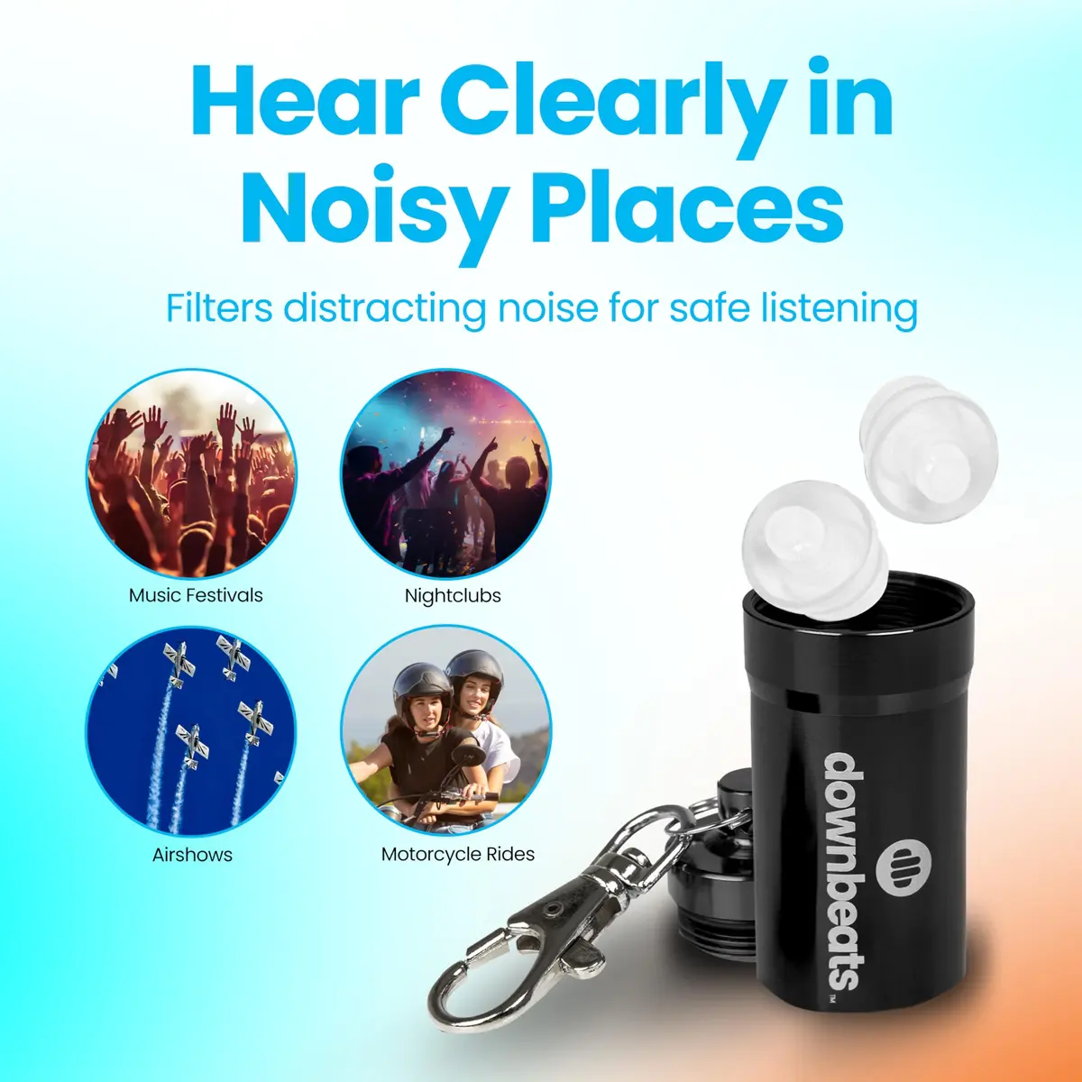 DownBeats Clear Earplug High Fidelity Ear Plugs for Concerts, Festivals & Noisy Events - 18dB Noise Reduction with Aluminum Case - view 7