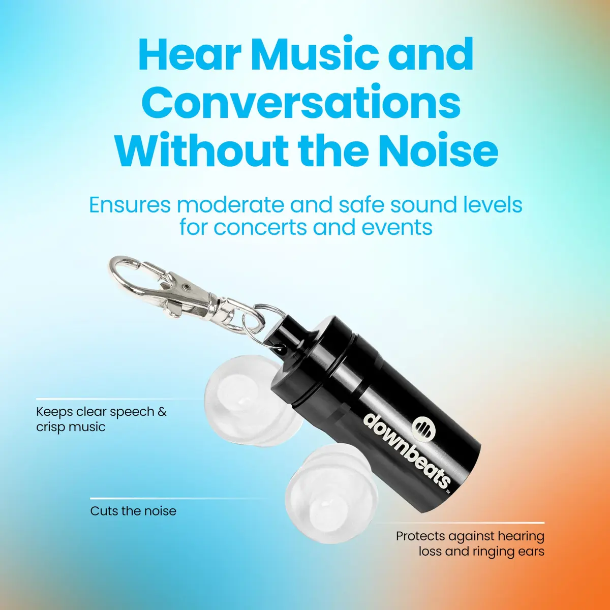 DownBeats Clear Earplug High Fidelity Ear Plugs for Concerts, Festivals & Noisy Events - 18dB Noise Reduction with Aluminum Case - view 4