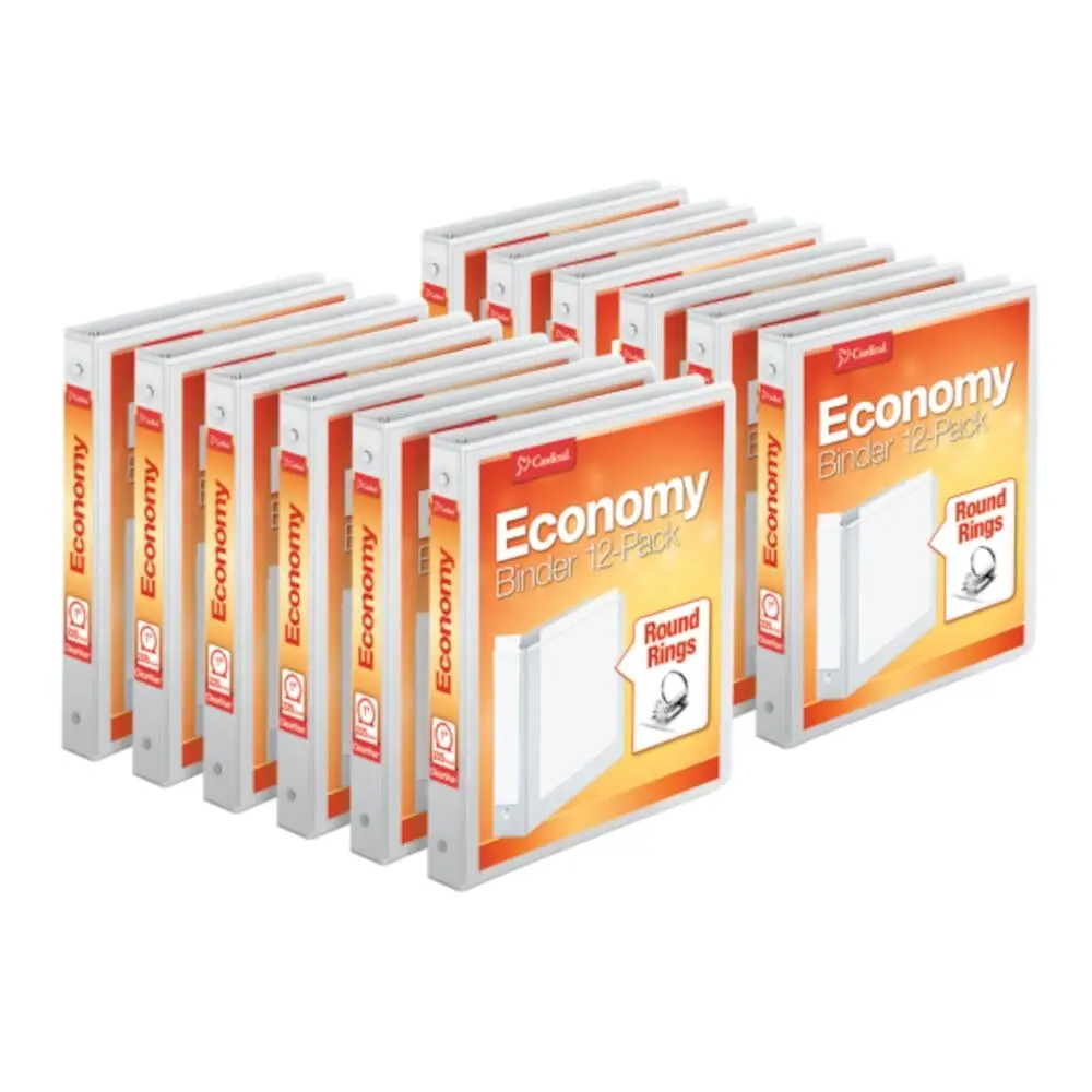 Cardinal 1 Inch 3 Ring Binders, White, 12 Pack, Round Ring Binder, Holds 225 Sheets | Customizable Covers - main product image