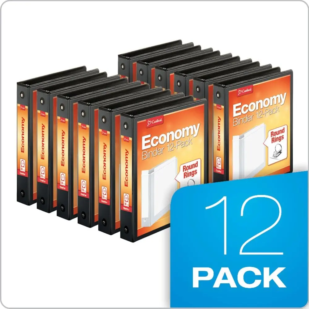 Cardinal Economy 3-Ring Binders 1.5 inch (38mm) Round Rings, Holds 350 Sheets | ClearVue Presentation View, Non-Stick, Black, Carton of 12 - view 3