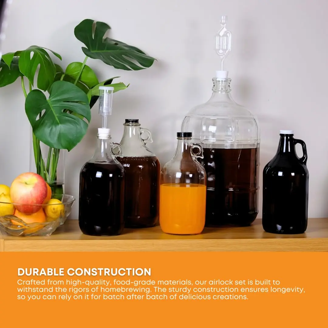 FastRack Twin Bubble Airlock and Carboy Bung 2-Pack | Fermentation Airlocks for Homebrewing Beer, Wine, Mead, and Kombucha - view 5