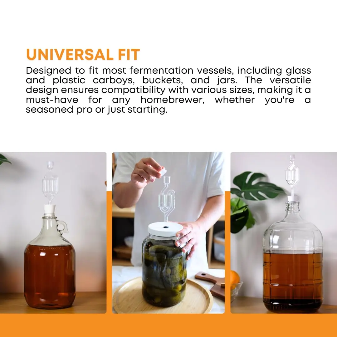 FastRack Twin Bubble Airlock and Carboy Bung 2-Pack | Fermentation Airlocks for Homebrewing Beer, Wine, Mead, and Kombucha - view 3