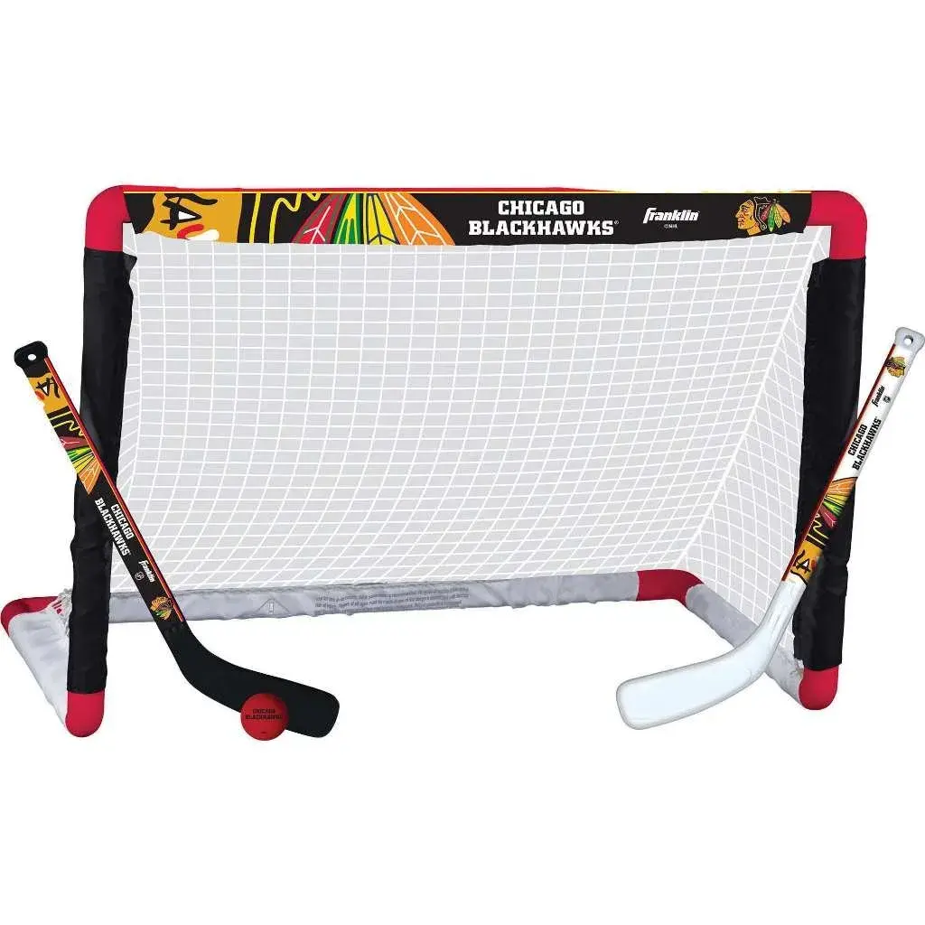 Franklin Sports NHL Chicago Blackhawks Mini Hockey Goal, Stick and Ball Set | Ages 3+ Indoor Knee Hockey - main product image