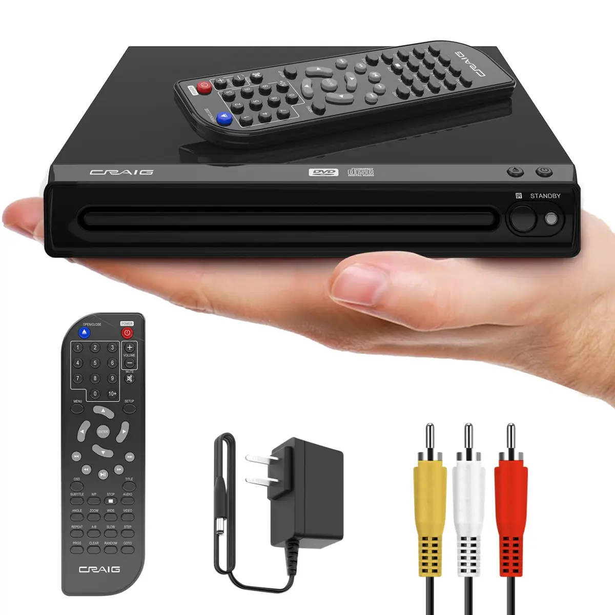 Craig CVD512a Compact DVD/CD Player with Remote | Progressive Scan, Multi-Format Playback - main product image