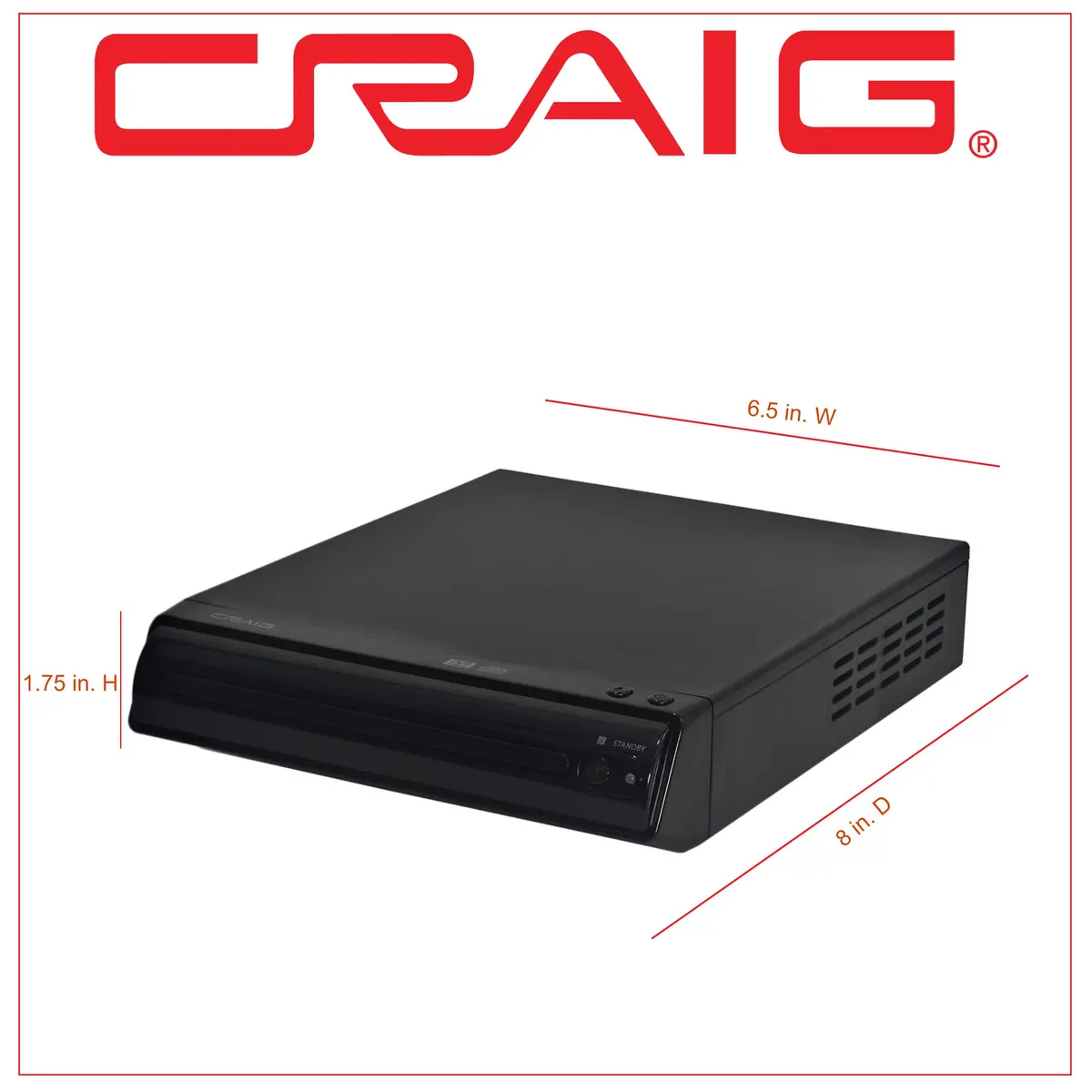 Craig CVD512a Compact DVD/CD Player with Remote | Progressive Scan, Multi-Format Playback - view 3