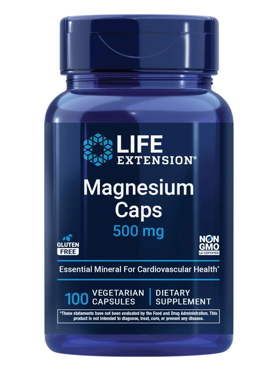 Life Extension Magnesium Caps, 500 mg | Supports Heart, Bones & Brain - main product image