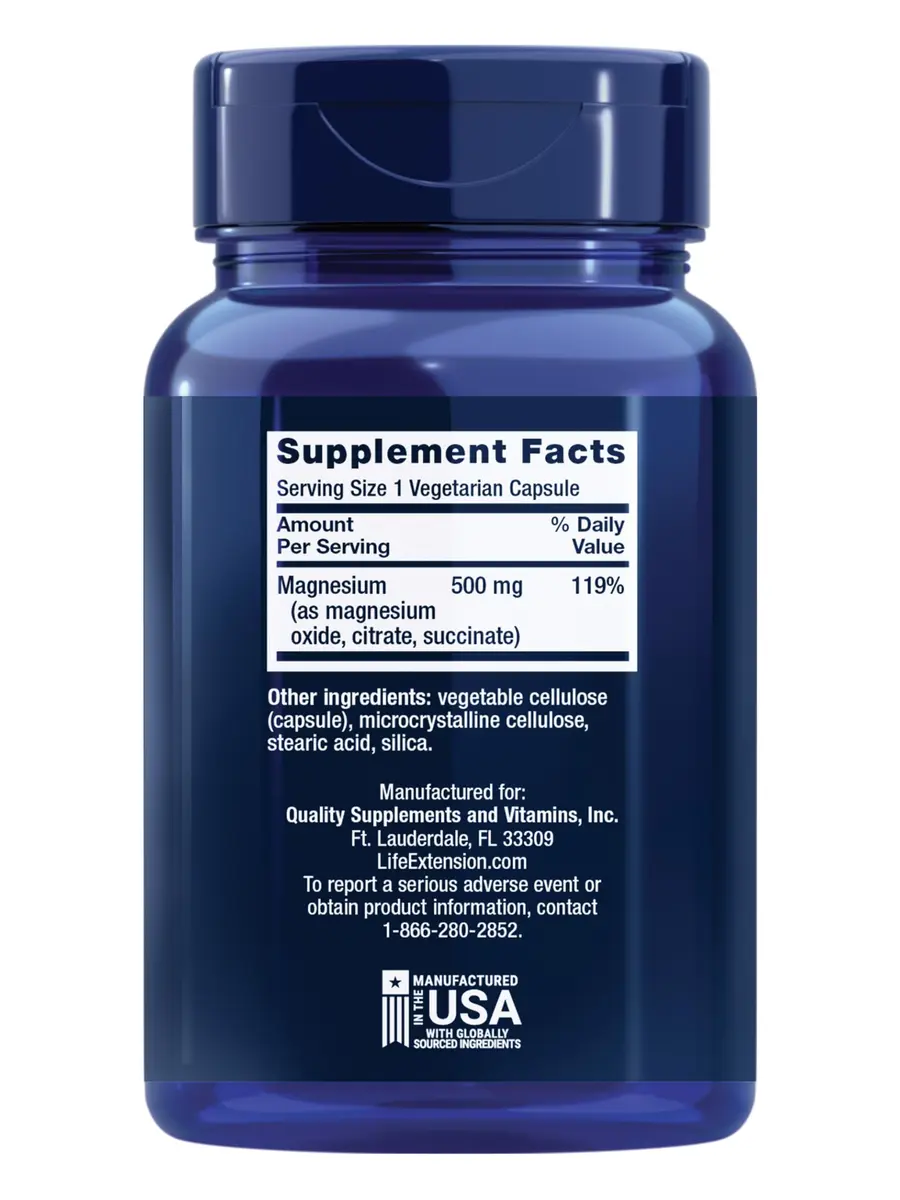Life Extension Magnesium Caps, 500 mg | Supports Heart, Bones & Brain - view 2