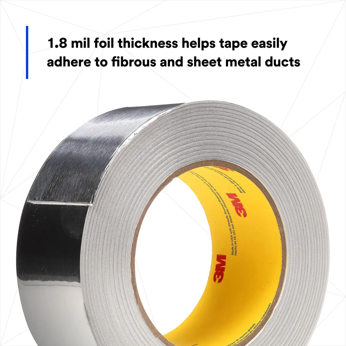 3M Aluminum Foil Tape 3380 Silver 48 mm x 45 m | High-Temperature, Weather-Resistant Sealant - view 5