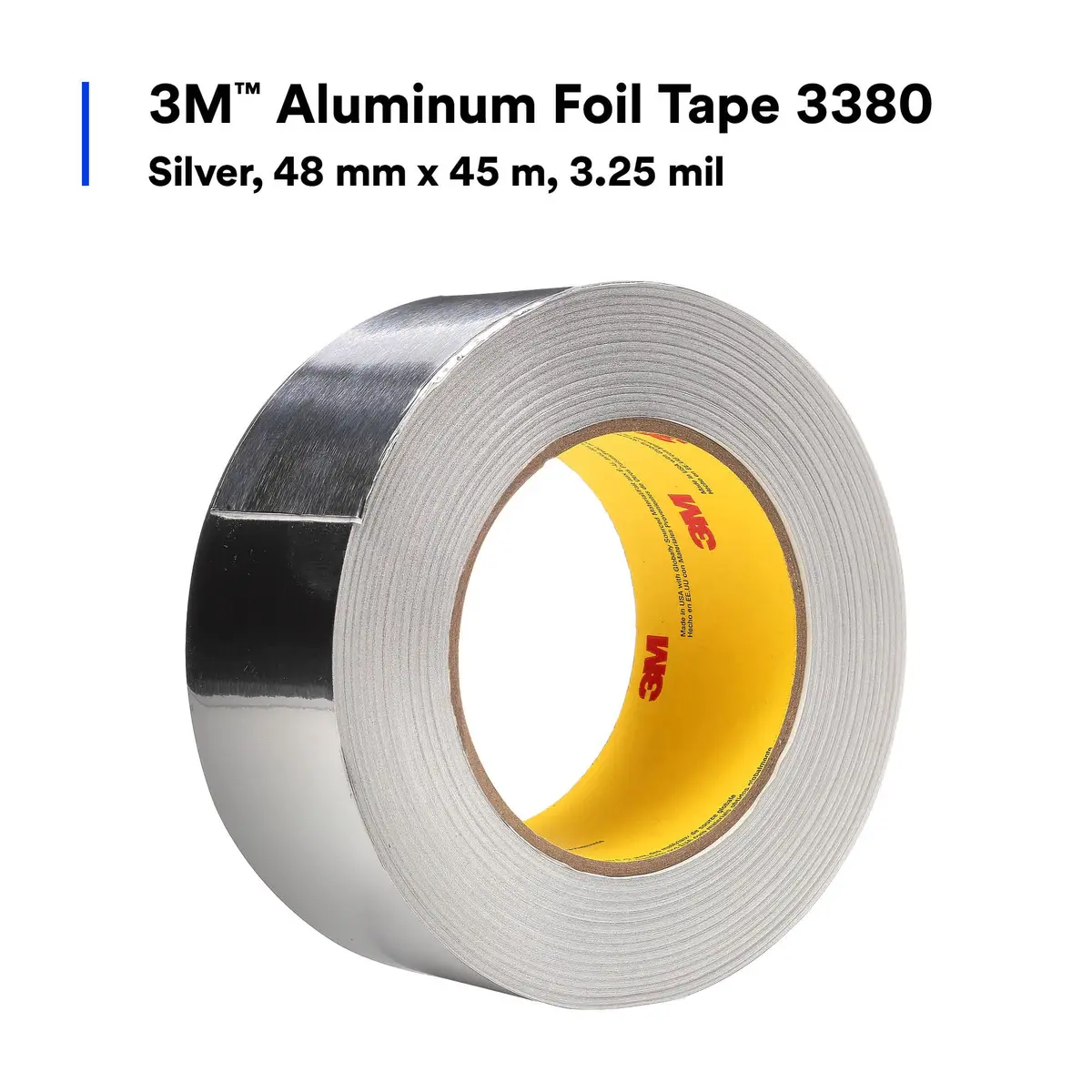 3M Aluminum Foil Tape 3380 Silver 48 mm x 45 m | High-Temperature, Weather-Resistant Sealant - view 3