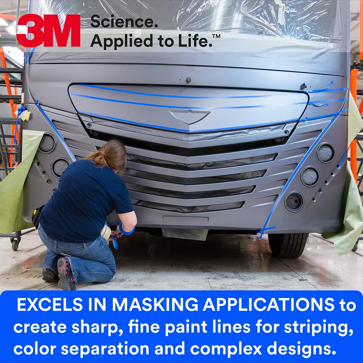 3M Vinyl Tape 471+ 1 in x 36 yd | Fine Line Masking Tape for Painting, Indigo, 1 Roll - view 5