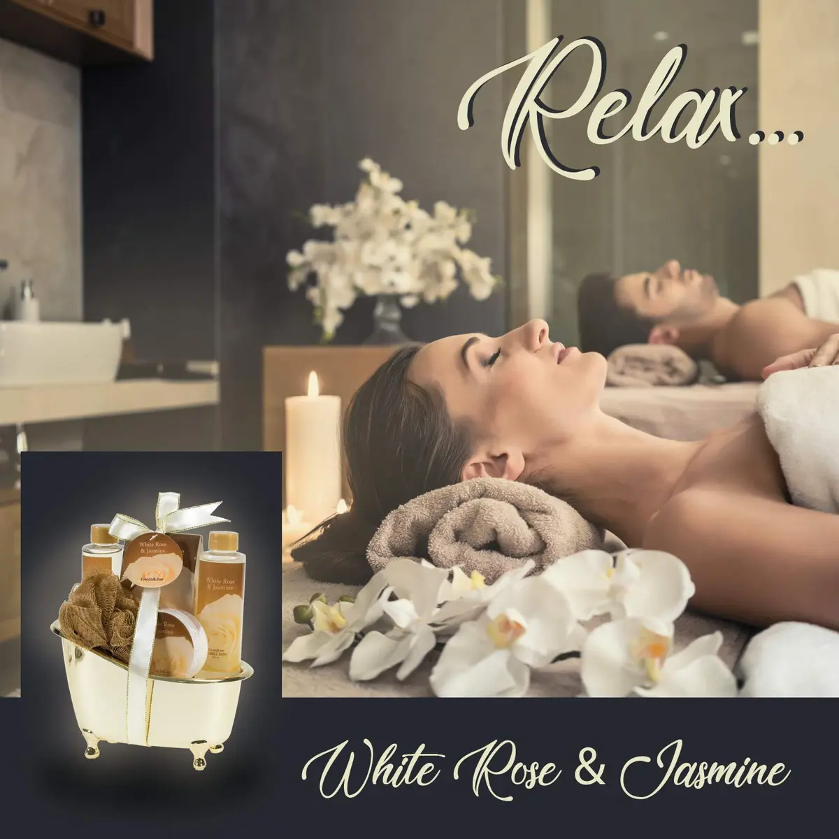 Freida and Joe White Rose Jasmine Spa Set 5 Piece | Luxurious Bath & Body Gift for Women - view 5