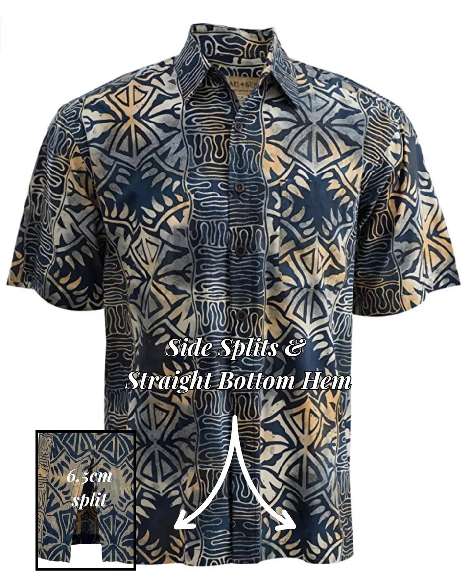 Johari West Geometric Evening Cotton Batik Shirt 2xL | Hand Printed, Naturally Pre-Shrunk - view 5