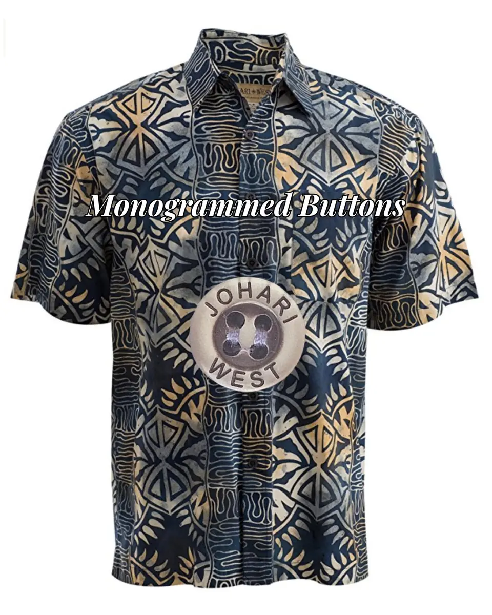 Johari West Geometric Evening Cotton Batik Shirt 2xL | Hand Printed, Naturally Pre-Shrunk - view 3
