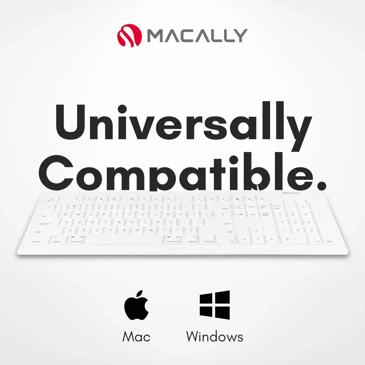 Macally MKeyE Full Size USB Wired Keyboard White | 104-Key Layout with 15 Shortcut Keys - view 3