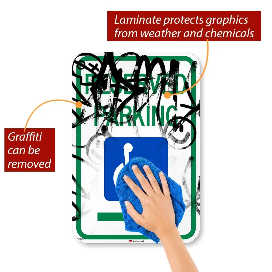 SmartSign Reserved Parking Federal Handicap Sign with Right Arrow | 12" x 18" (30cm x 45cm) 3M Reflective Aluminum - view 2