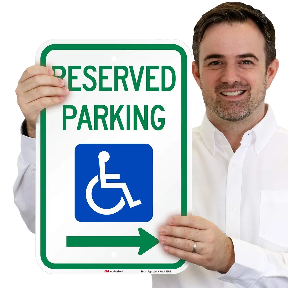 SmartSign Reserved Parking Federal Handicap Sign with Right Arrow | 12" x 18" (30cm x 45cm) 3M Reflective Aluminum - view 4