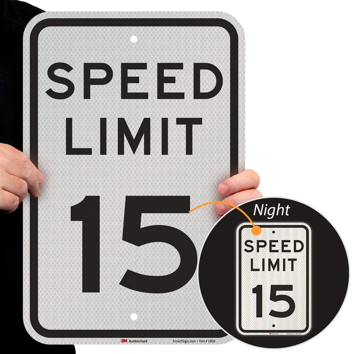 SmartSign Speed Limit 15 Sign | 12" x 18" 3M High Intensity Grade Reflective Aluminum - main product image