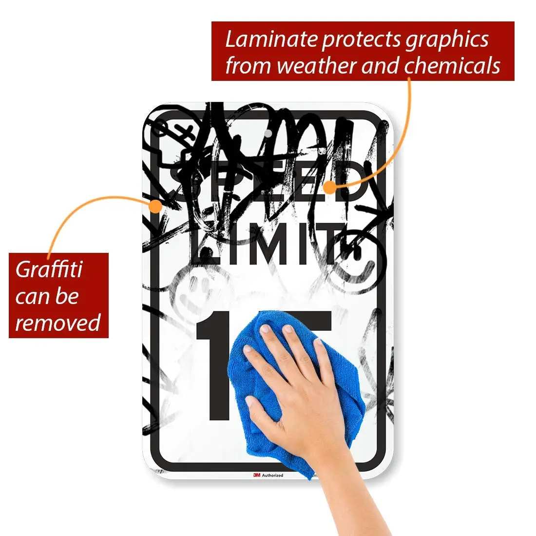 SmartSign Speed Limit 15 Sign | 12" x 18" 3M High Intensity Grade Reflective Aluminum - view 3