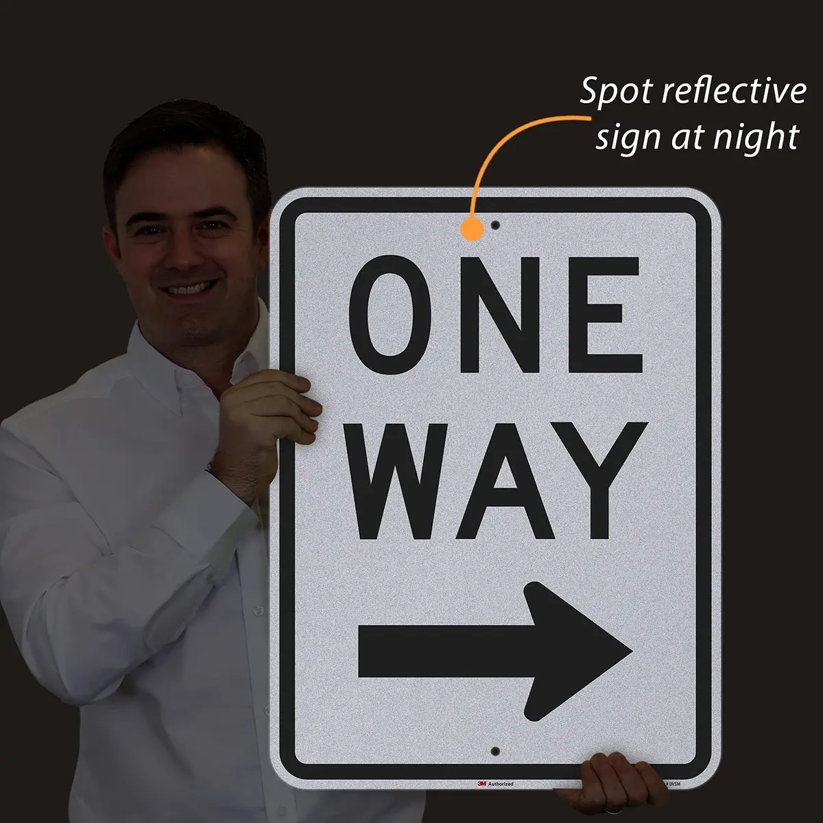 SmartSign MUTCD R6-2R 3M Engineer Grade Reflective Sign, Legend "One Way" with Right Arrow, 24" x 18" - view 9