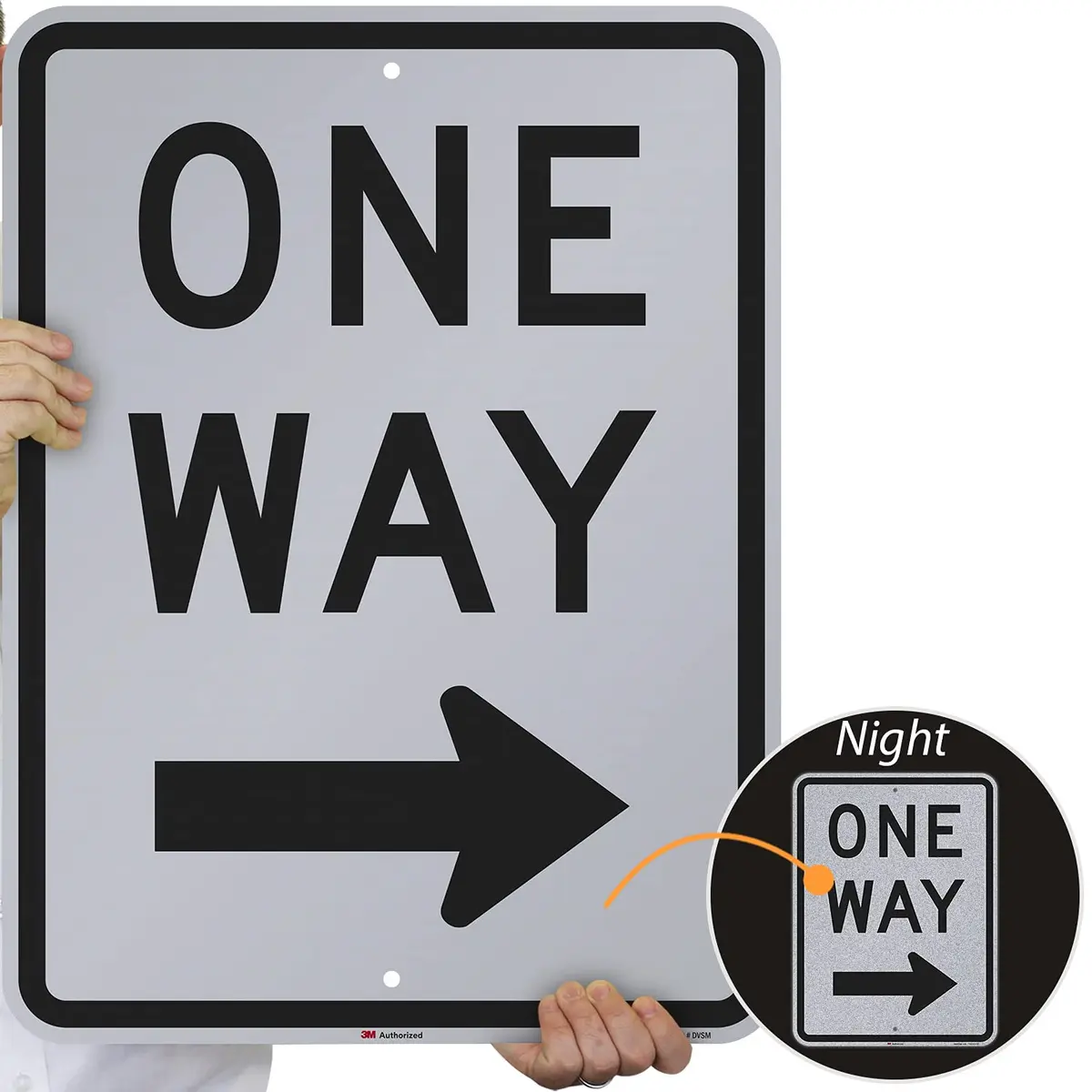 SmartSign MUTCD R6-2R 3M Engineer Grade Reflective Sign, Legend "One Way" with Right Arrow, 24" x 18" - view 2