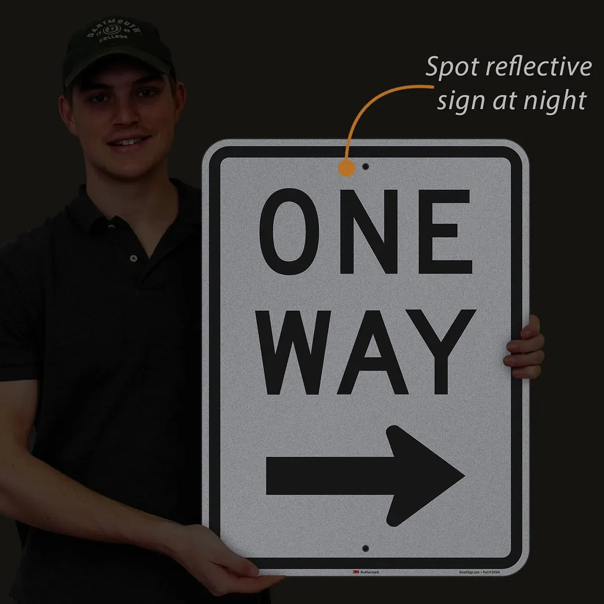 SmartSign MUTCD R6-2R 3M Engineer Grade Reflective Sign, Legend "One Way" with Right Arrow, 24" x 18" - view 4