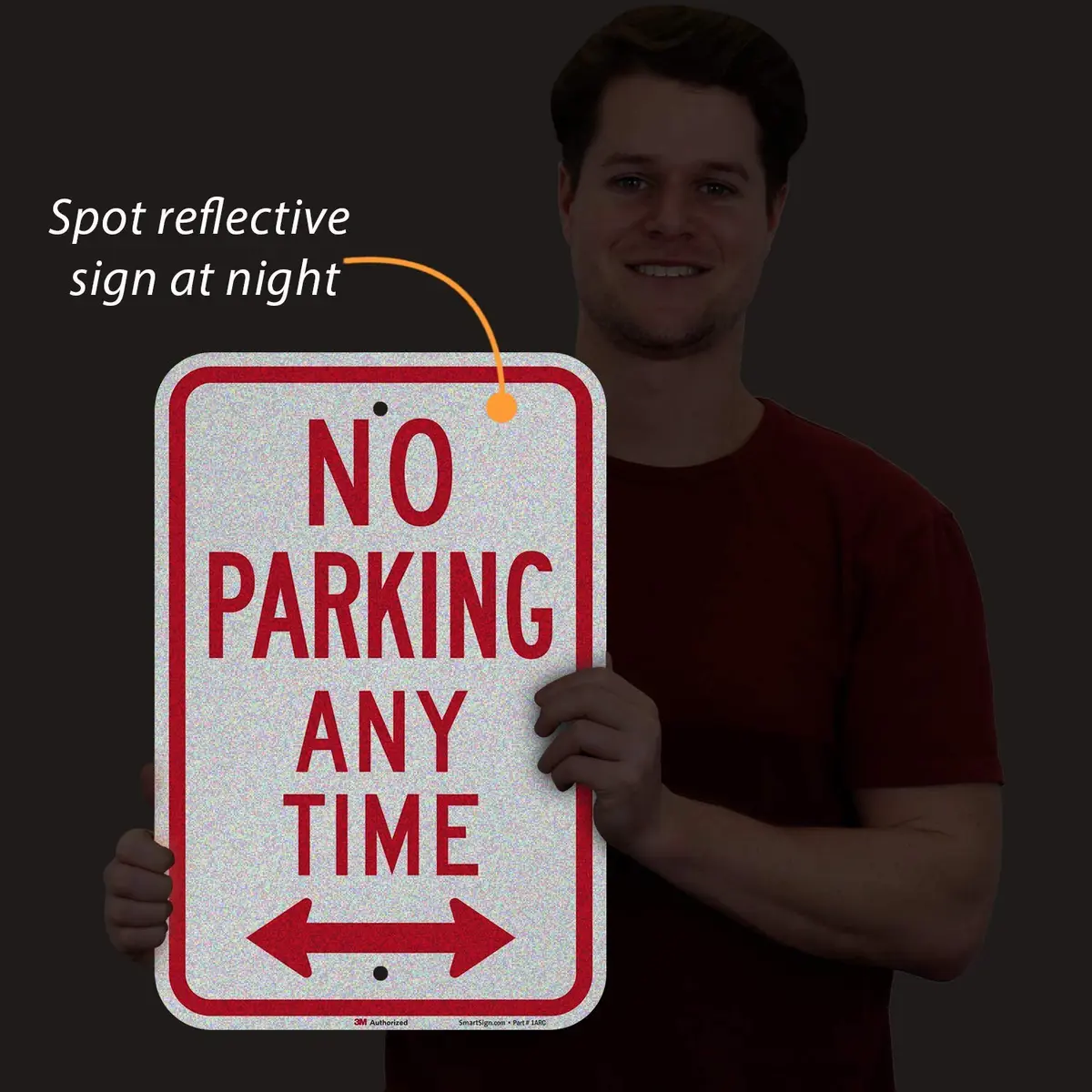 SmartSign No Parking Any Time Sign 12" x 18" Aluminum Reflective Industry Grade - view 8
