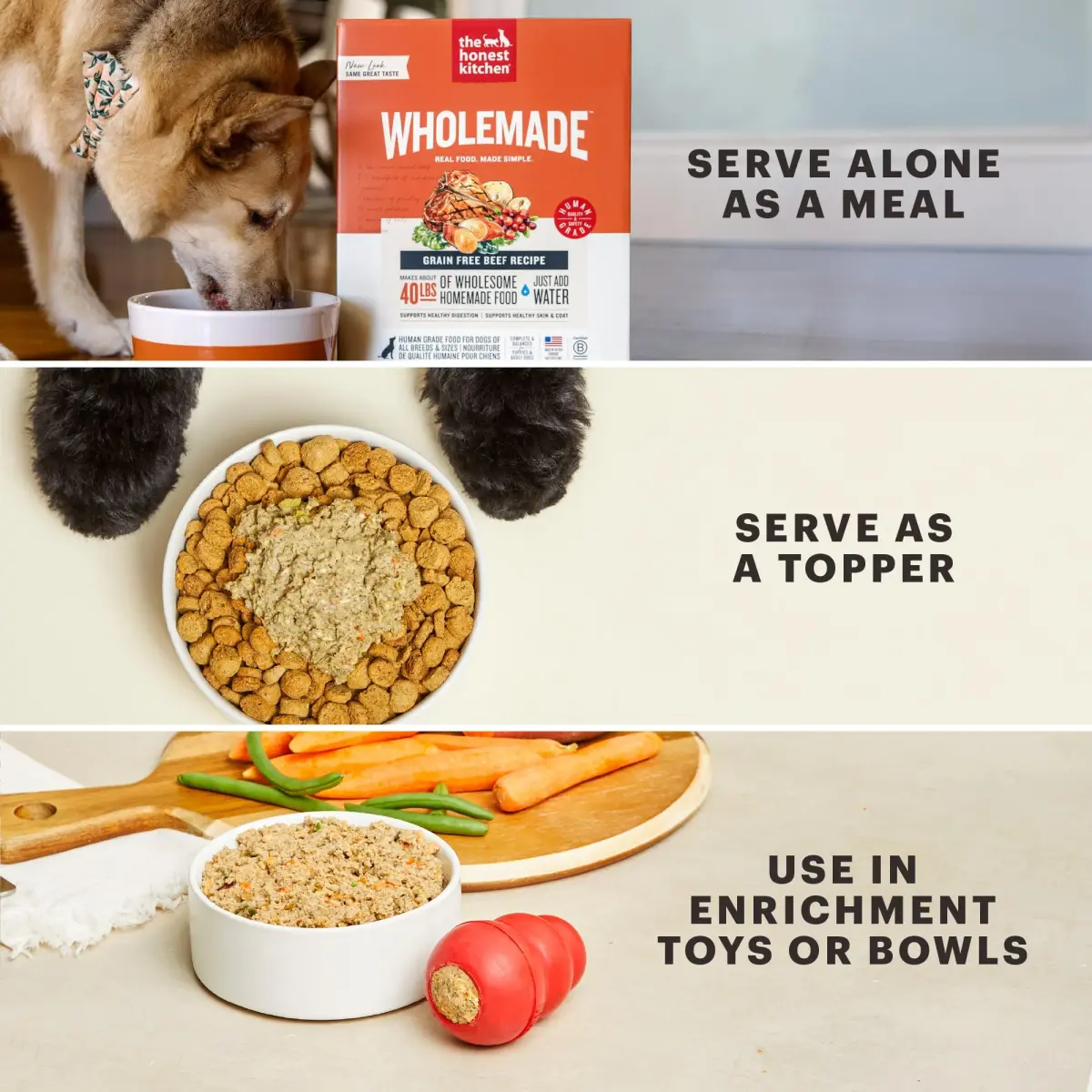 The Honest Kitchen Wholemade Grain Free Beef Recipe Dehydrated Dog Food 10 lb (4.54 kg) | Makes 40 lbs of Wholesome Food - view 8