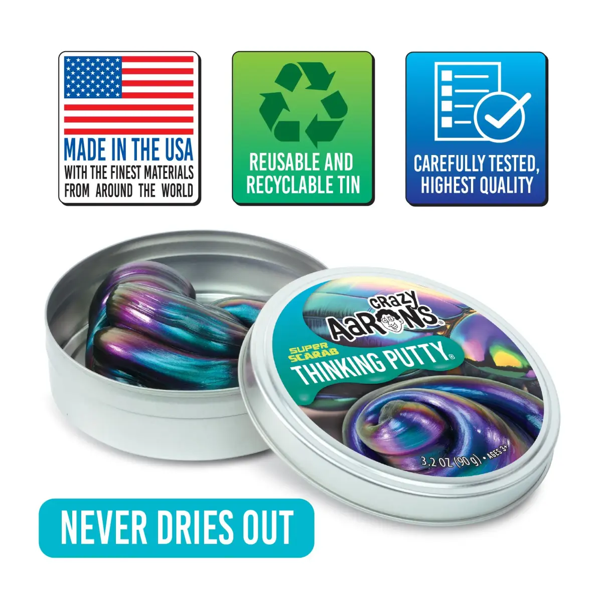 Crazy Aaron's Thinking Putty Super Scarab 96ml (3.2 oz) | Color-Shifting Sensory Toy for Kids and Adults - view 5