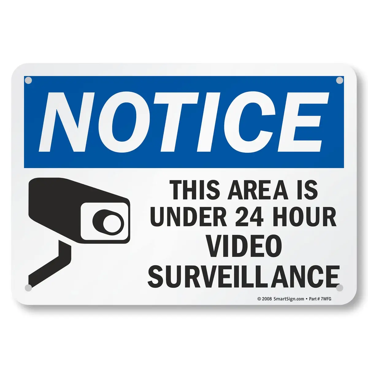 SmartSign "Notice - This Area Is Under 24 Hour Video Surveillance" Sign | 17.8 cm x 25.4 cm (7" x 10") Aluminum | Durable & Laminated - main product image