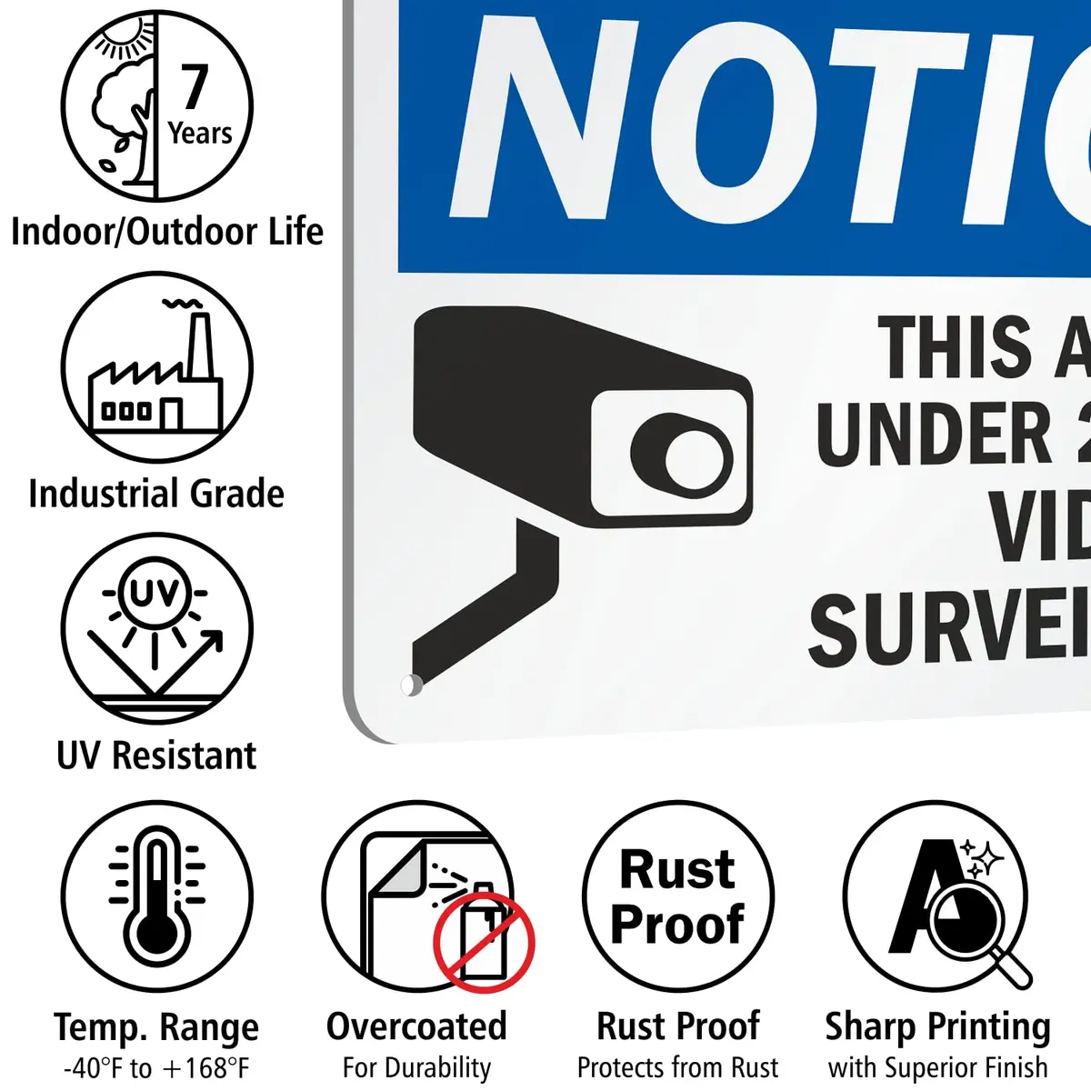 SmartSign "Notice - This Area Is Under 24 Hour Video Surveillance" Sign | 17.8 cm x 25.4 cm (7" x 10") Aluminum | Durable & Laminated - view 7