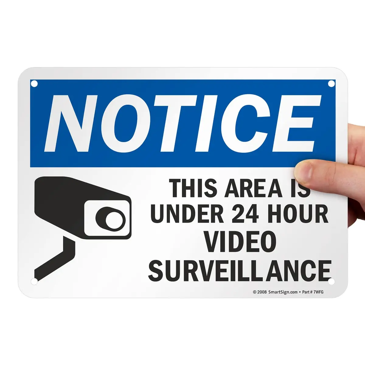 SmartSign "Notice - This Area Is Under 24 Hour Video Surveillance" Sign | 17.8 cm x 25.4 cm (7" x 10") Aluminum | Durable & Laminated - view 8