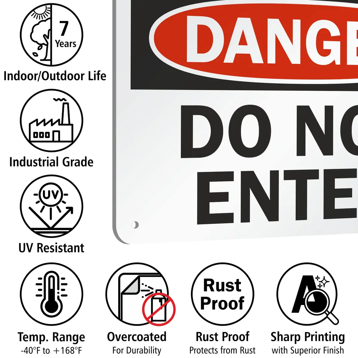 SmartSign Danger - Do Not Enter Sign | 7" x 10" Aluminum, OSHA Compliant, Heavy-Duty, 7 Year Durability - view 7
