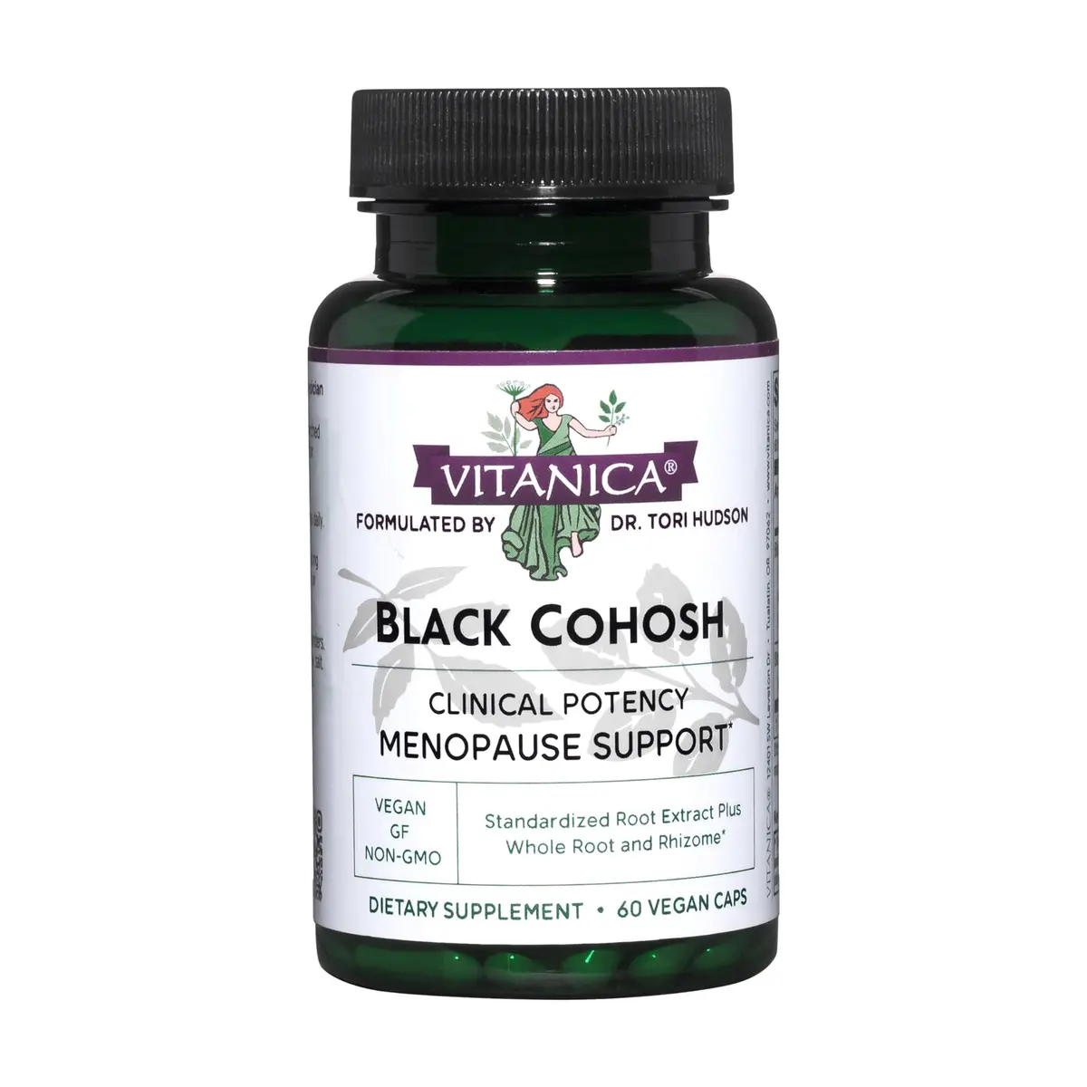 Vitanica Black Cohosh from Root & Rhizome Extract, Vegan, 60 Capsules | Menopause Support for Women - main product image