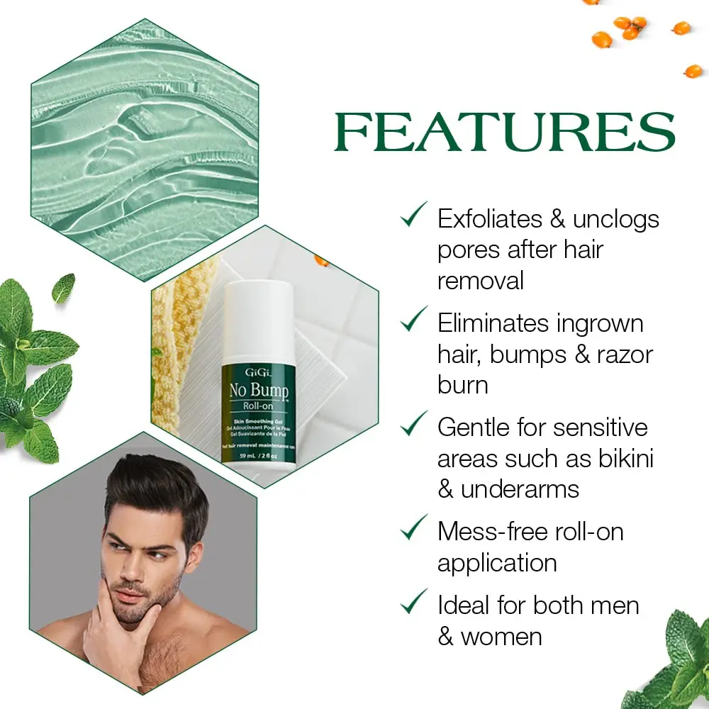 GIGI No Bump Roll-On – Ingrown Hair Treatment & Razor Bumps Remover for Women, Exfoliating BHA Salicylic Acid Skin Smoothing Gel Roller, Post Wax Care, 2 fl oz - view 4