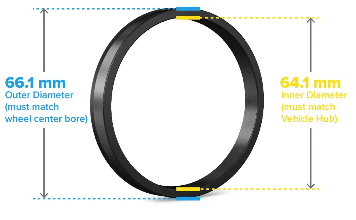 StanceMagic Hub Centric Rings 64.1mm ID to 66.1mm OD (Pack of 4) | Eliminate Steering Wheel Vibrations - view 2