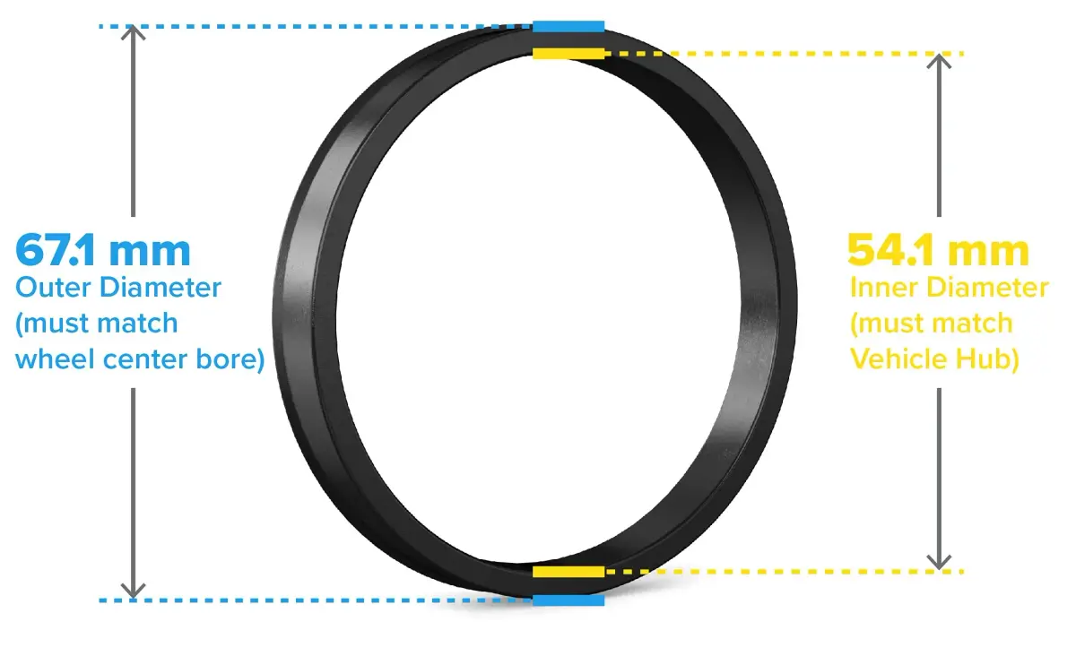 StanceMagic Hubcentric Rings (Pack of 4) - 54.1mm ID to 67.1mm OD - Black Poly Carbon Plastic Hubrings | Eliminates Steering Vibrations - view 2