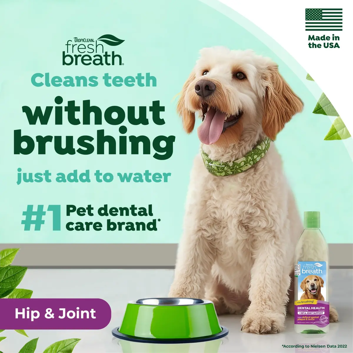 TropiClean Fresh Breath Water Additive for Hip & Joint Support 473ml (16 Fl Oz) | VOHC Accepted Dental Care - view 2