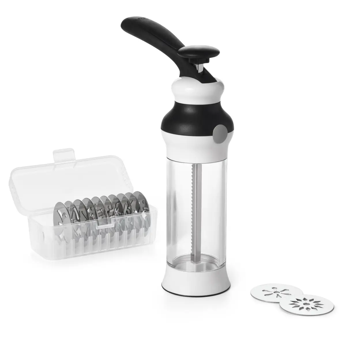 OXO Good Grips 14-Piece Cookie Press Set | Non-Slip Base & 12 Stainless Steel Disks (100) - main product image