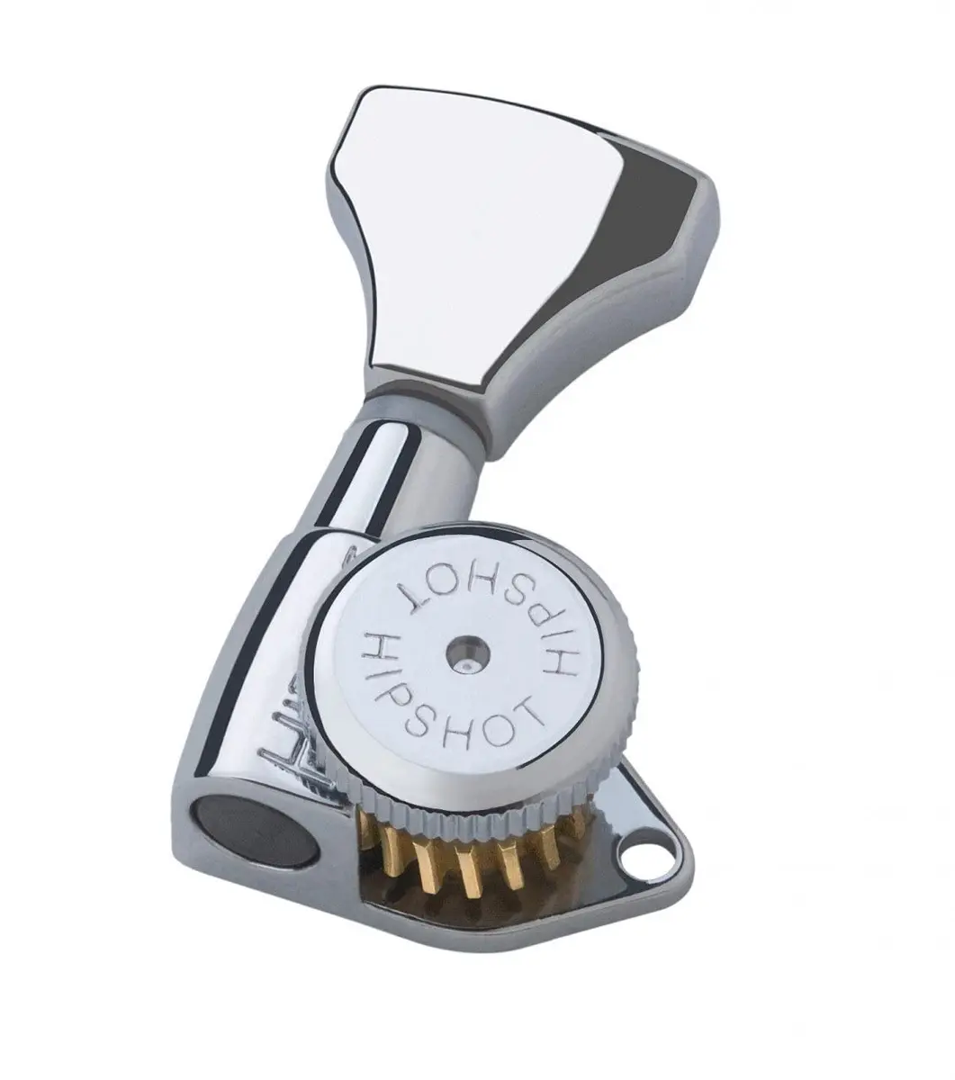Hipshot Grip-Lock 6 Inline Locking Tuners 21mm Posts | Universal Mounting Plate Included - Chrome - main product image