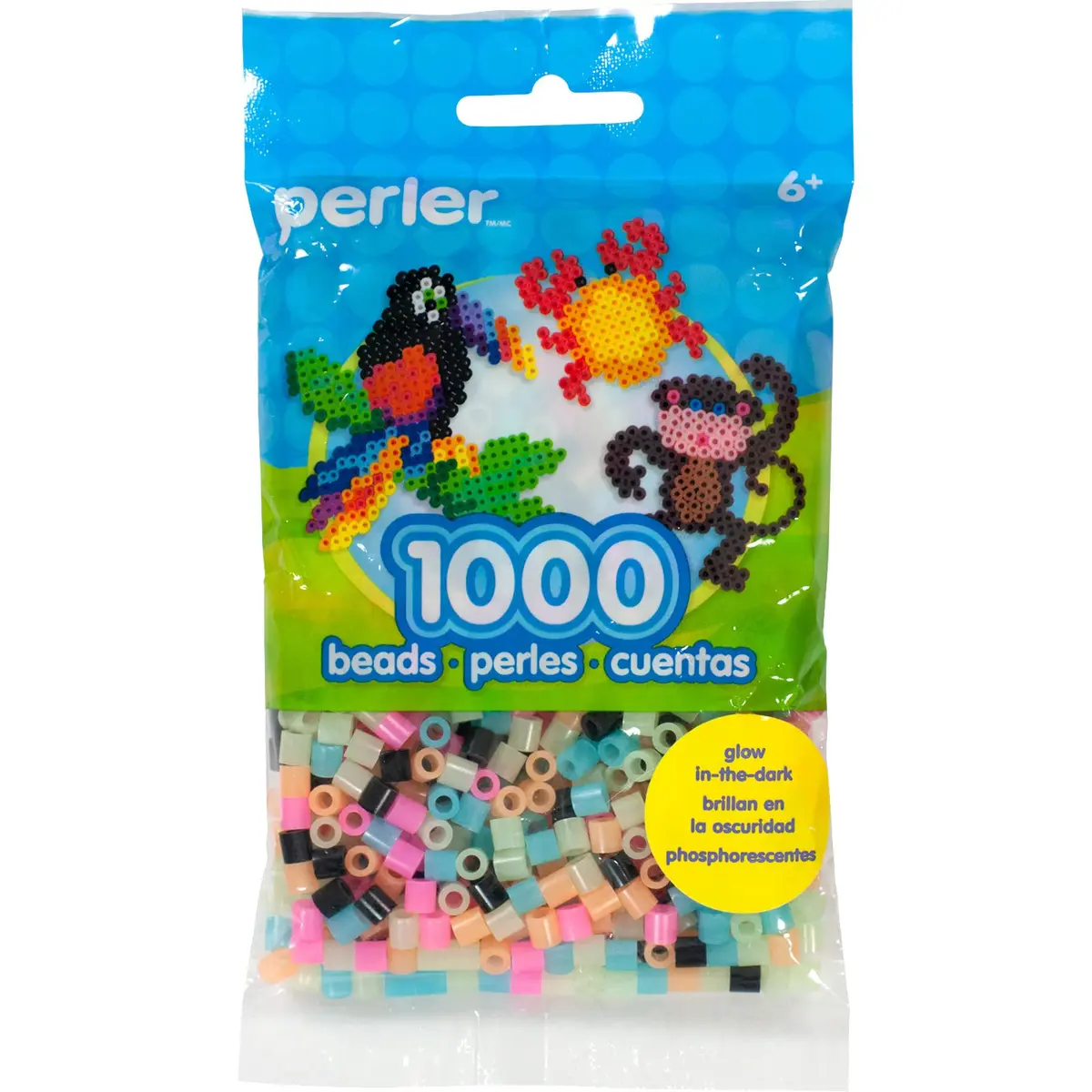 Perler Glow in the Dark Fuse Beads 1000pcs Multicolor | Glow-in-the-Dark Craft Beads for Kids Ages 6+ - main product image