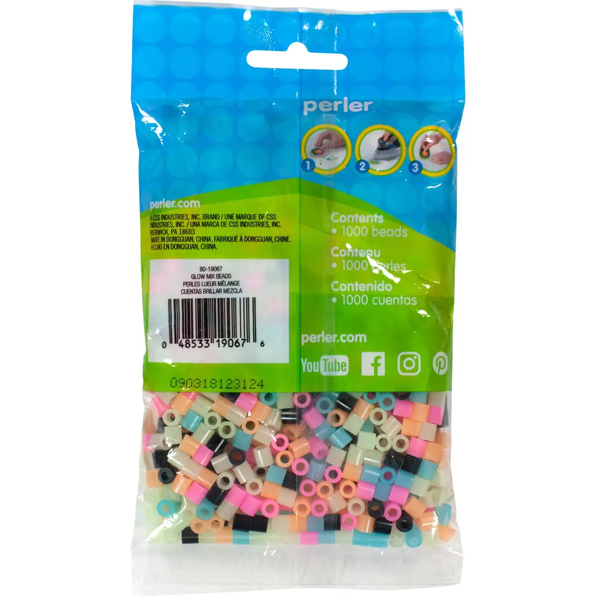 Perler Glow in the Dark Fuse Beads 1000pcs Multicolor | Glow-in-the-Dark Craft Beads for Kids Ages 6+ - view 2