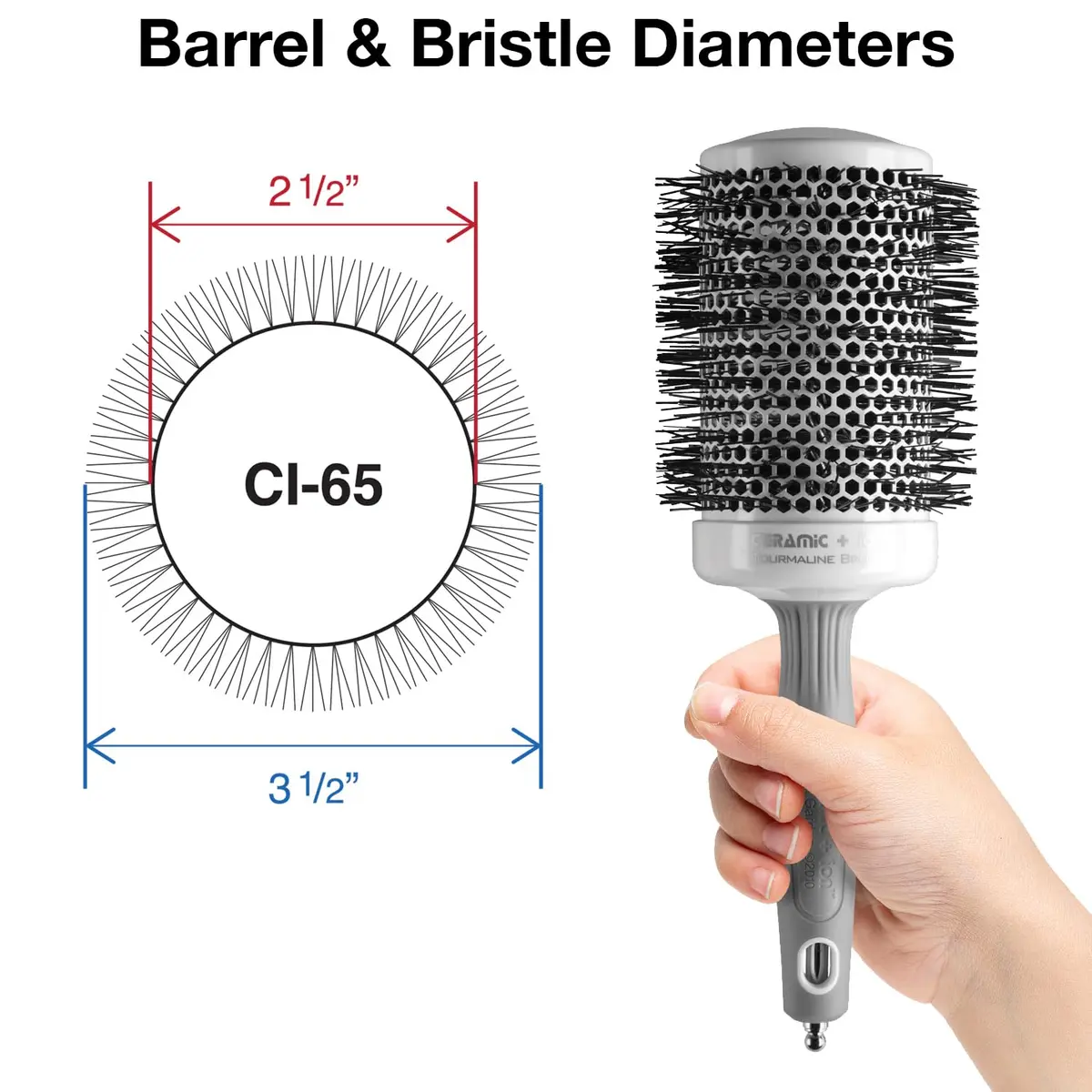 Olivia Garden Ceramic + Ion Round Thermal Hair Brush 3.5" Diameter | Vented Ceramic Barrel for Faster Styling - view 2