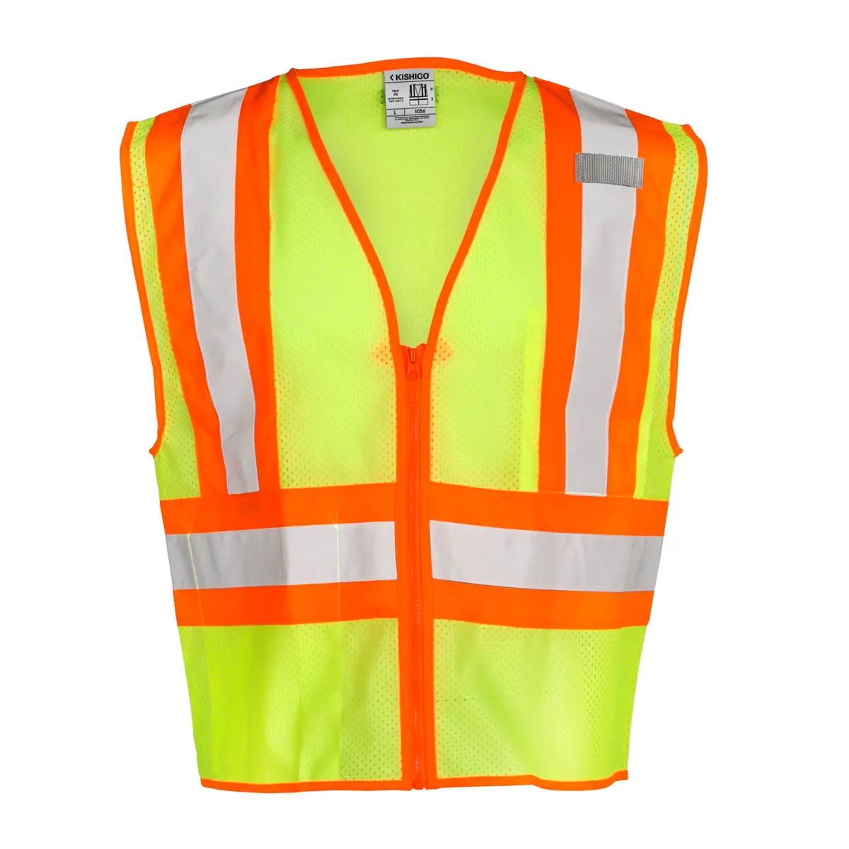 Kishigo Men's High Visibility Reflective Contrasting Mesh Vest 1056 | ANSI 107 Type R/Class 2, Lime, 2X - main product image
