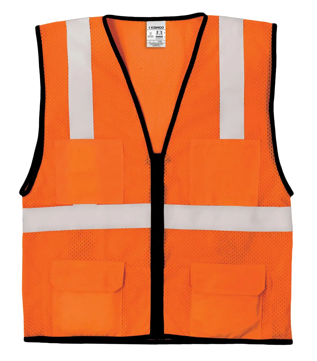 Kishigo 1191 Economy Series Ultra Cool Mesh 6 Pocket Vest, Fits 2X-Large and 3X-Large, Lime | ANSI 107 Type R Class 2 High-Visibility Vest - view 2