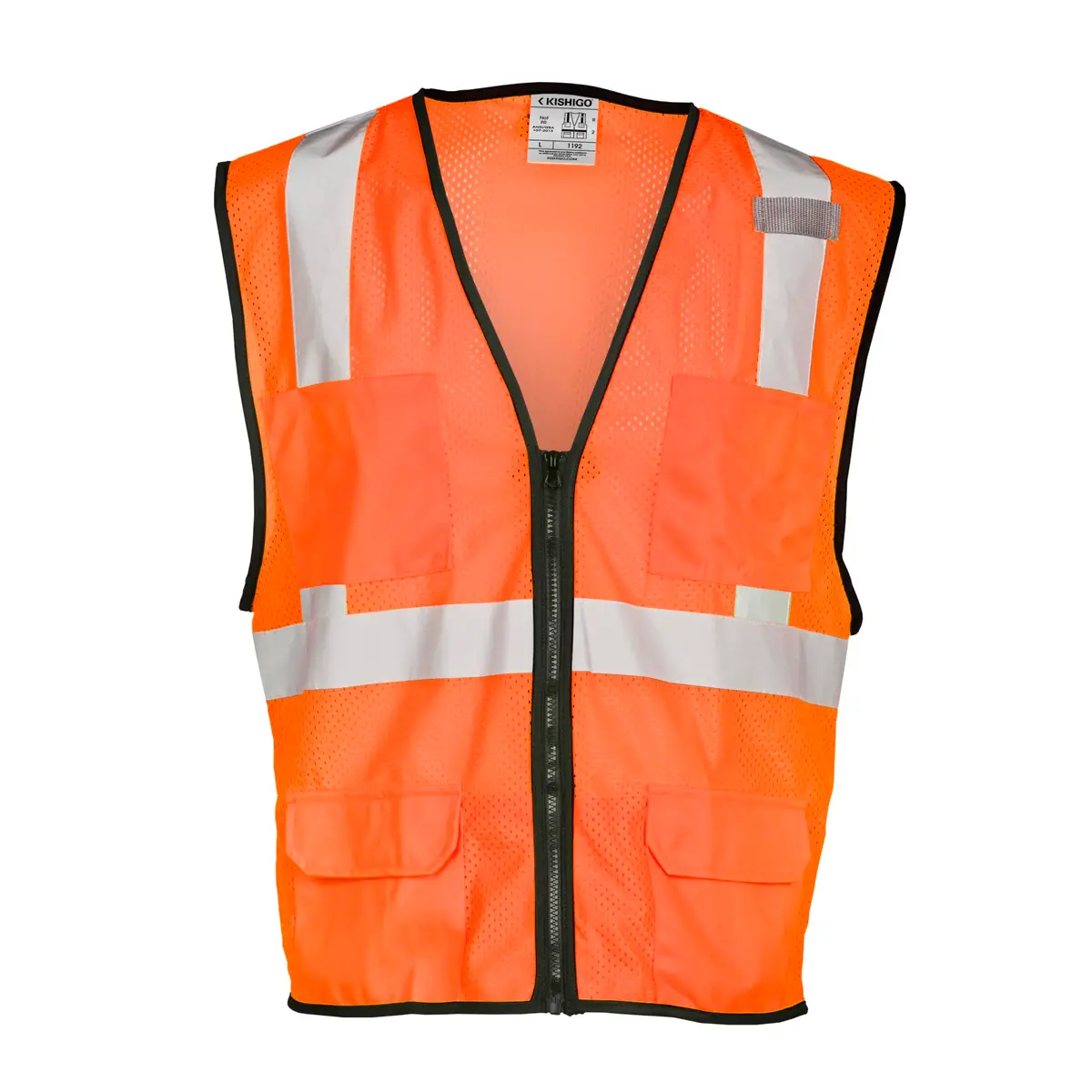 Kishigo 1191 Economy Series Ultra Cool Mesh 6 Pocket Vest, Fits 2X-Large and 3X-Large, Lime | ANSI 107 Type R Class 2 High-Visibility Vest - view 4